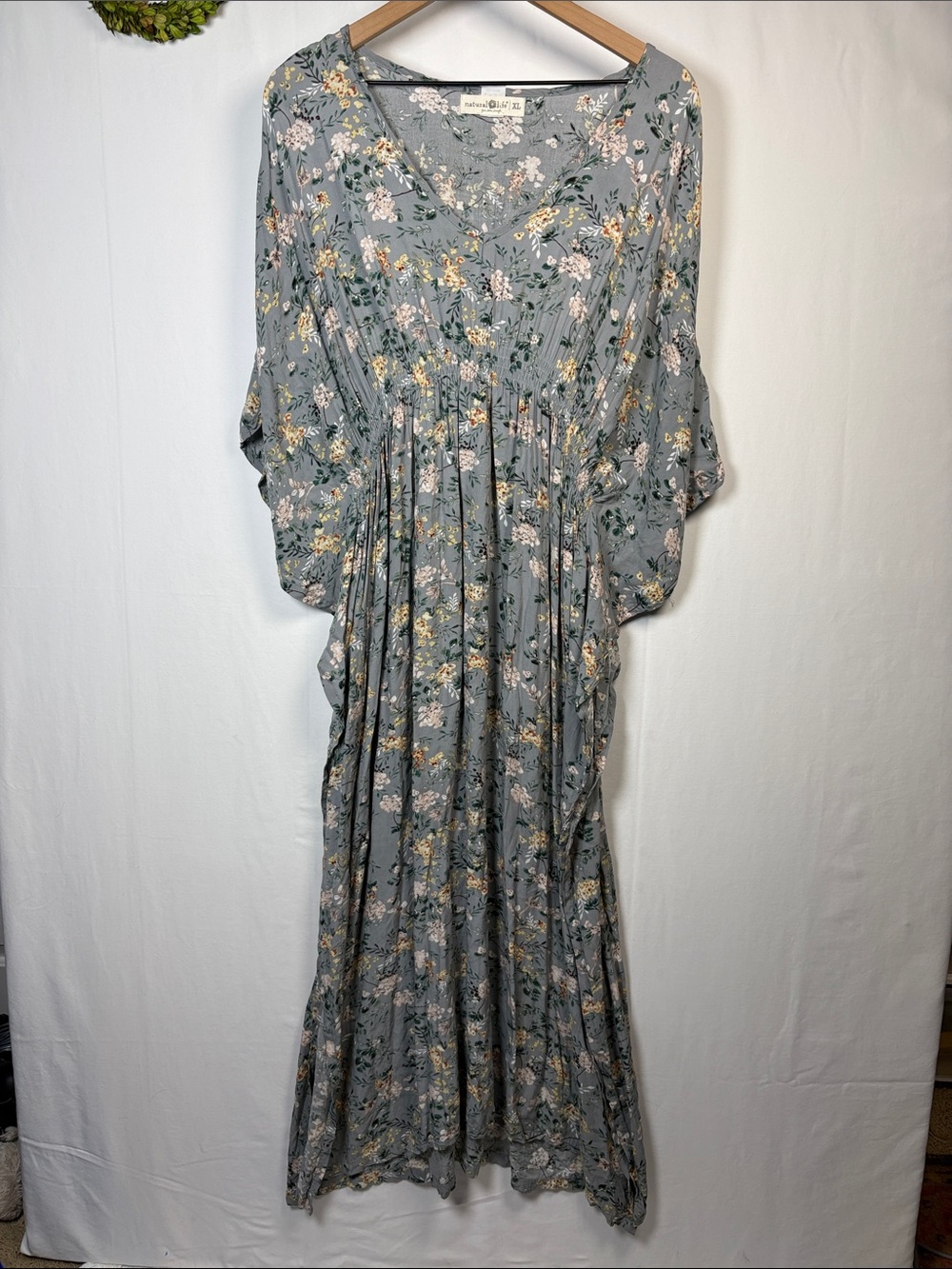 NATURAL LIFE Sanibel Kaftan Cottagecore Beachy Sage Green Maxi Dress size XL - Picture 2 of 8